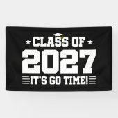 Grappig Cool Afstudeertijd Seniorklas 2027 Spandoek (Horizontaal)