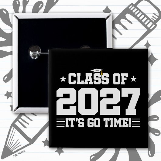 Grappig Cool Afstudeertijd Seniorklas 2027 Vierkante Button 5,1 Cm