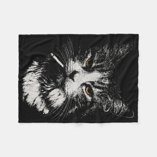 Grappig Cool Cat Smoking Funny Meme Cigarette Cat  Fleece Deken (Voorkant (Horizontaal))