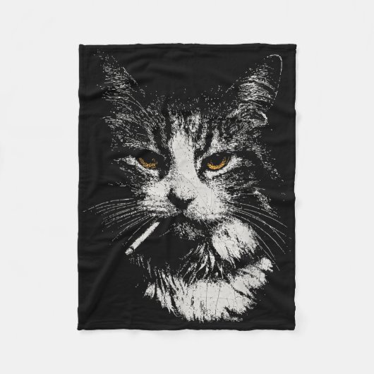 Grappig Cool Cat Smoking Funny Meme Cigarette Cat Fleece Deken (Voorkant)