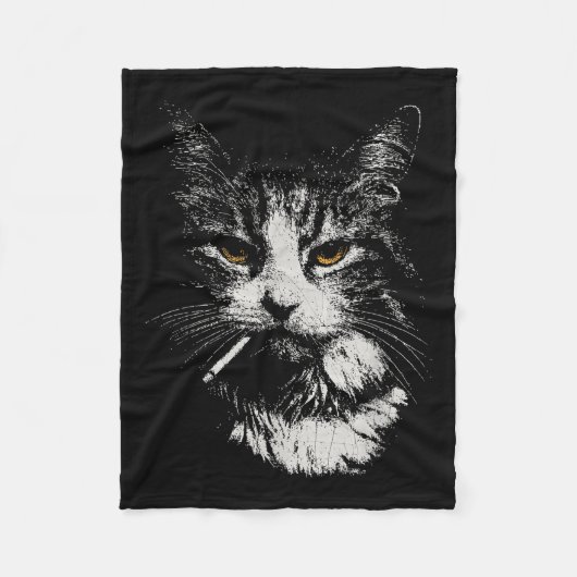 Grappig Cool Cat Smoking Funny Meme Cigarette Cat  Fleece Deken (Voorkant)