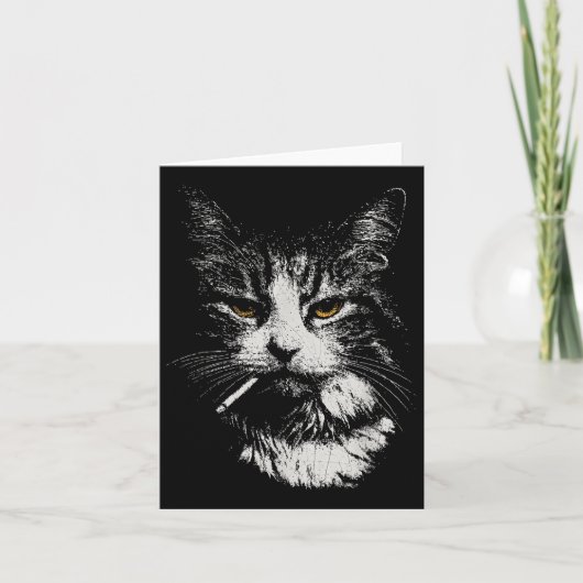Grappig Cool Cat Smoking Funny Meme Cigarette Cat  Kaart (Voorkant)