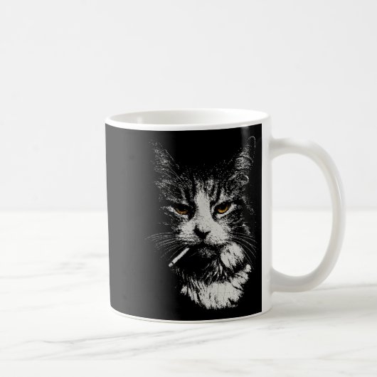 Grappig Cool Cat Smoking Funny Meme Cigarette Cat Koffiemok (Rechts)