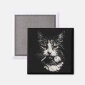 Grappig Cool Cat Smoking Funny Meme Cigarette Cat  Magneet (Voorkant / Achterkant)
