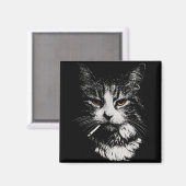 Grappig Cool Cat Smoking Funny Meme Cigarette Cat  Magneet (Voorkant / Achterkant)