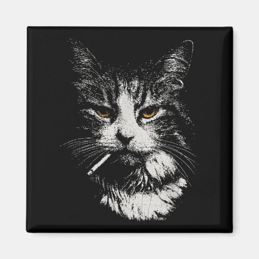 Grappig Cool Cat Smoking Funny Meme Cigarette Cat  Magneet (Voorkant)