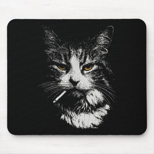 Grappig Cool Cat Smoking Funny Meme Cigarette Cat  Muismat (Voorkant)