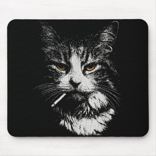 Grappig Cool Cat Smoking Funny Meme Cigarette Cat  Muismat (Voorkant)