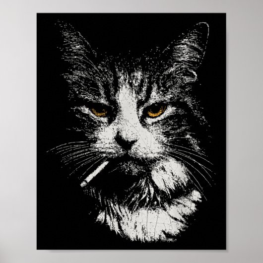 Grappig Cool Cat Smoking Funny Meme Cigarette Cat Poster (Voorkant)