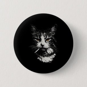 Grappig Cool Cat Smoking Funny Meme Cigarette Cat Ronde Button 5,7 Cm