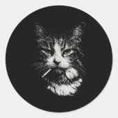Grappig Cool Cat Smoking Funny Meme Cigarette Cat  Ronde Sticker (Voorkant)