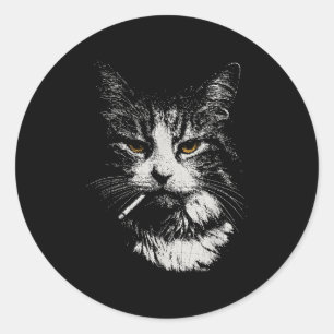 Grappig Cool Cat Smoking Funny Meme Cigarette Cat  Ronde Sticker