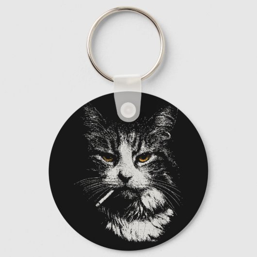 Grappig Cool Cat Smoking Funny Meme Cigarette Cat  Sleutelhanger (Voorkant)