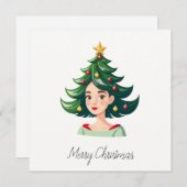 Grappig Cool Comic Minimalist Moderne Kerstboom Feestdagenkaart (Voorkant / Achterkant)