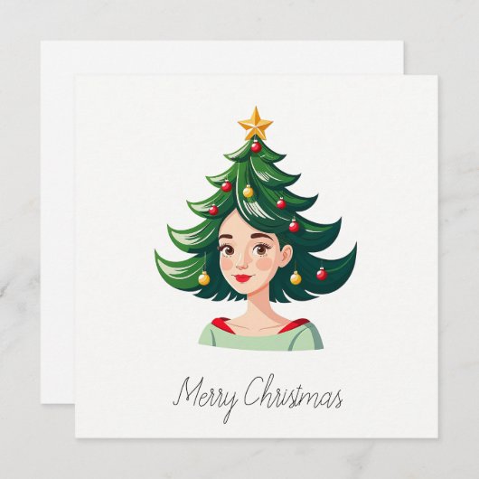 Grappig Cool Comic Minimalist Moderne Kerstboom Feestdagenkaart (Voorkant / Achterkant)