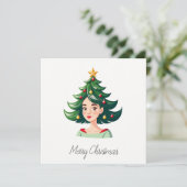 Grappig Cool Comic Minimalist Moderne Kerstboom Feestdagenkaart (Staand voorkant)