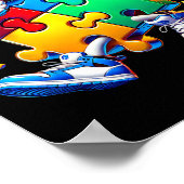 Grappig Cool Dabbing Puzzel Stuk Autisme Bewustzij Poster (Hoek)