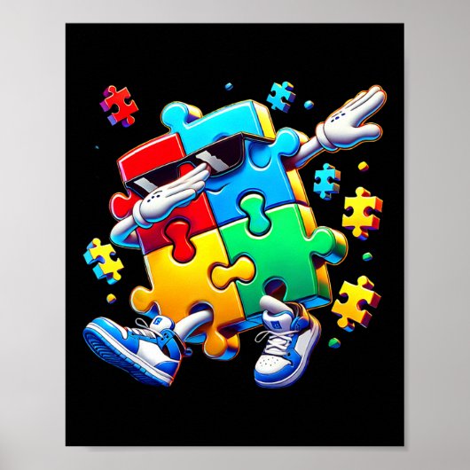 Grappig Cool Dabbing Puzzel Stuk Autisme Bewustzij Poster (Voorkant)
