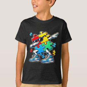 Grappig Cool Dabbing Puzzel Stuk Autisme Bewustzij T-shirt