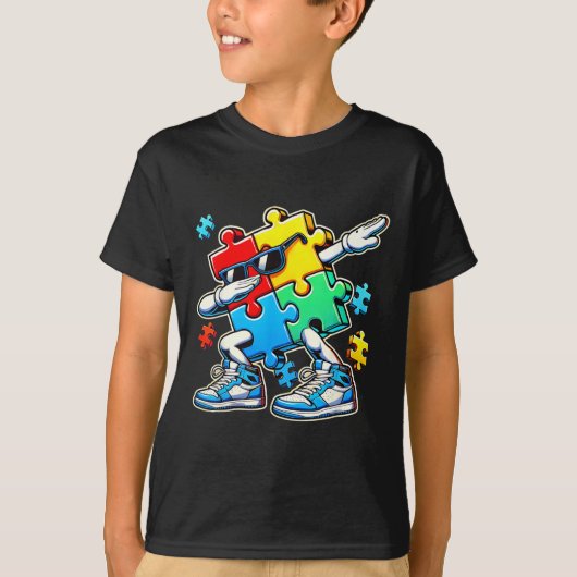 Grappig Cool Dabbing Puzzel Stuk Autisme Bewustzij T-shirt (Voorkant)