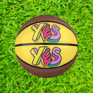 Grappig Cool "JA" Vet geel Kleurrijke Sport Basketbal