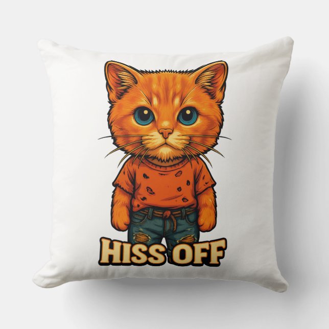 Grappig Cool Kattentheemantel Kussen (Voorkant)