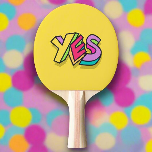 Grappig Cool Kleurrijk "JA" geel Trendy Sport Tafeltennisbatje