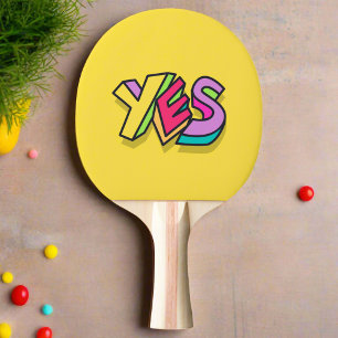 Grappig Cool Kleurrijk "JA" geel Trendy Sport Tafeltennisbatje