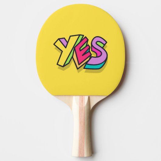 Grappig Cool Kleurrijk "JA" geel Trendy Sport Tafeltennisbatje (Voorkant)