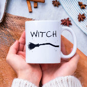 Grappig Cool Minimal Witch Halloween Paar Tweekleurige Koffiemok