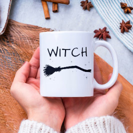 Grappig Cool Minimal Witch Halloween Paar Tweekleurige Koffiemok