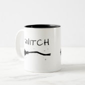 Grappig Cool Minimal Witch Halloween Paar Tweekleurige Koffiemok (Voorkant links)