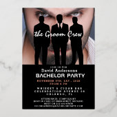 Grappig, cool, modern Bachelor Party Folie Invitat Folie Uitnodiging (Voorkant)