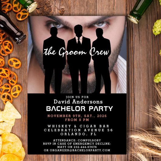 Grappig, cool, modern Bachelor Party Folie Invitat Uitnodiging