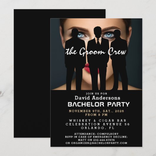Grappig, cool, modern vrijgezellenfeest kaart (Voorkant / Achterkant)