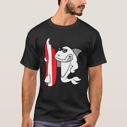 Grappig Cool Schattige Shark Surfer Surfboard Surf T-shirt (Voorkant)