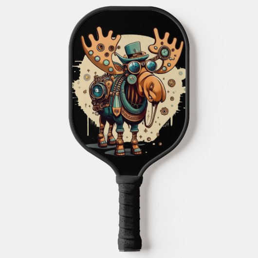 Grappig Cool Steam Punk Moose Art Pickleball Paddle (Voorkant)