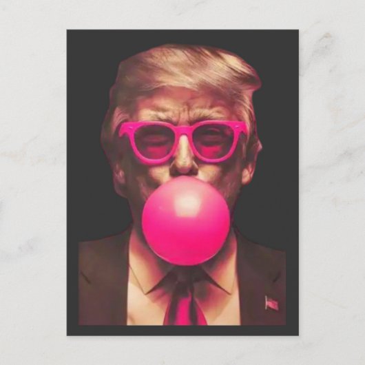 Grappig Cool Trump Bubble Gum Pink Briefkaart (Voorkant)