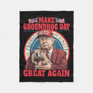 Grappig Cool Trump Groundhog Maak Groundhog Day Ge Fleece Deken