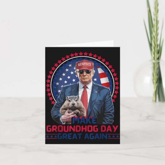 Grappig Cool Trump Groundhog Maak Groundhog Day Ge Kaart (Voorkant)