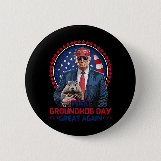 Grappig Cool Trump Groundhog Maak Groundhog Day Ge Ronde Button 5,7 Cm (Voorkant)