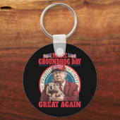 Grappig Cool Trump Groundhog Maak Groundhog Day Ge Sleutelhanger (Voorkant)