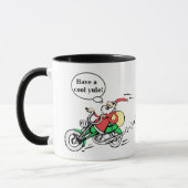 Grappig Cool Yule Santa Rijden Motorfiets Kerstmis Mok (Links)