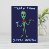 Grappig coole buitenaardse partijuitnodigingskaart kaart (Staand voorkant)