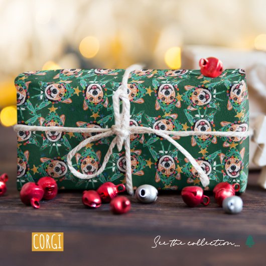 Grappig Corgi Kerstpatroon Cadeaupapier
