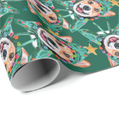 Grappig Corgi Kerstpatroon Cadeaupapier (Rol Hoek)
