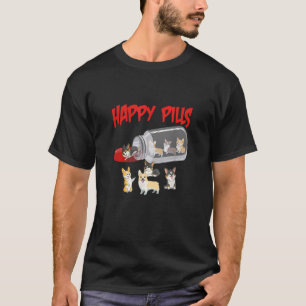 Grappig Corgi T Shirt Puppy Dog Happy Pills T - sh