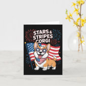 Grappig Corgi Team American Patriotic vierde juli Kaart (Gele Bloem)