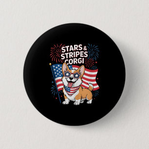 Grappig Corgi Team American Patriotic vierde juli Ronde Button 5,7 Cm