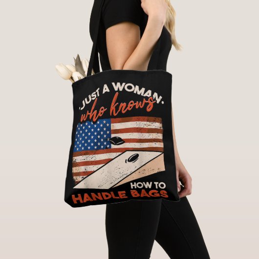 Grappig Cornhole Amerikaanse vlag Cornhole Tote Bag (Dichtbij)